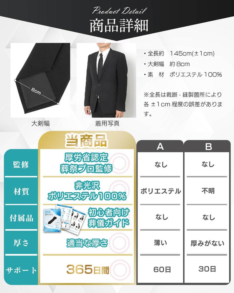 [SOMOTO] Men's Black Tie, Designed by Funeral Professionals, for Funerals, Weddings, and Other Formal Occasions. Plain, Matte Finish. Suitable for