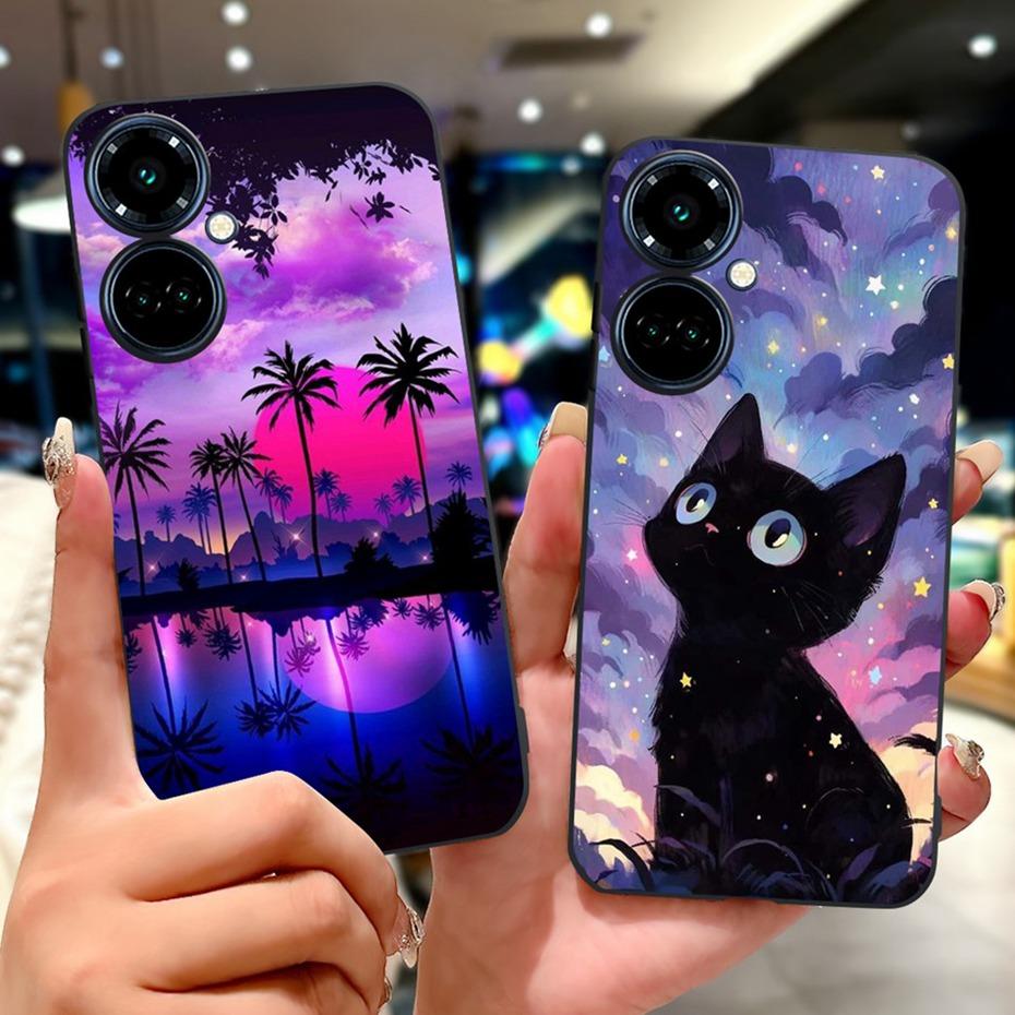 New Design Phone Case For Tecno Camon 19 Pro 5G 4G Camon19 Black Silicone Soft Cover For Tecno Camon 19 19Pro 4G Cases Bumpers