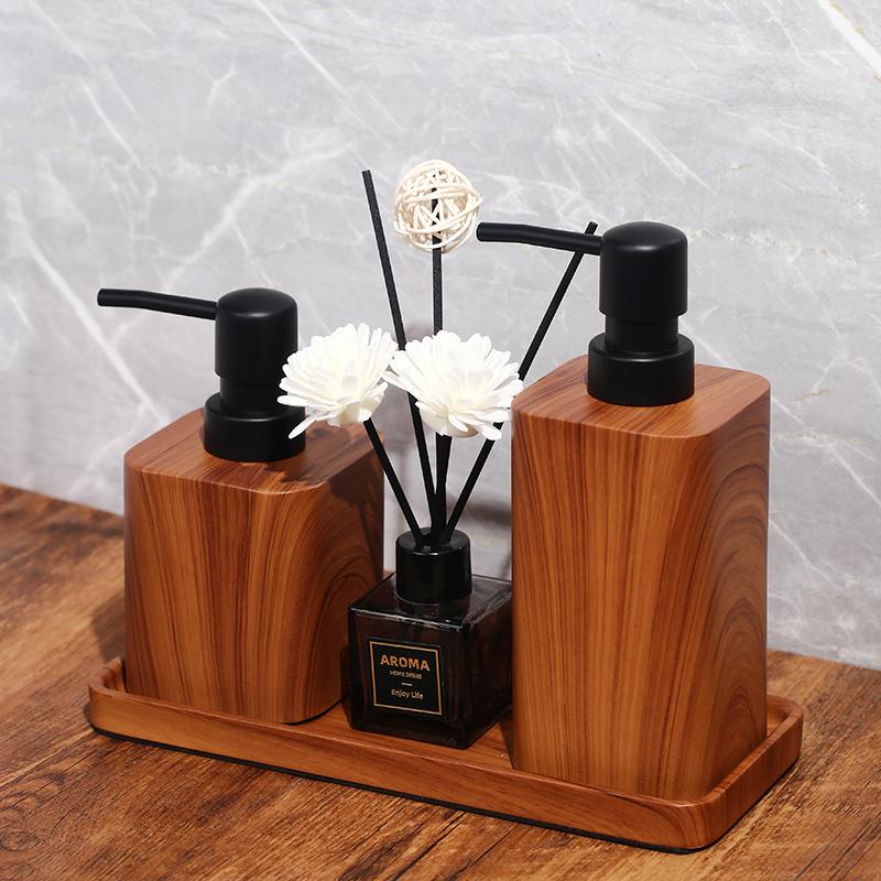 Wood Grain Hand Sanitizer Bottle Household Press Shampoo Water Filling Empty Bottle Hotel Soap Dispenser Bathroom Accessories