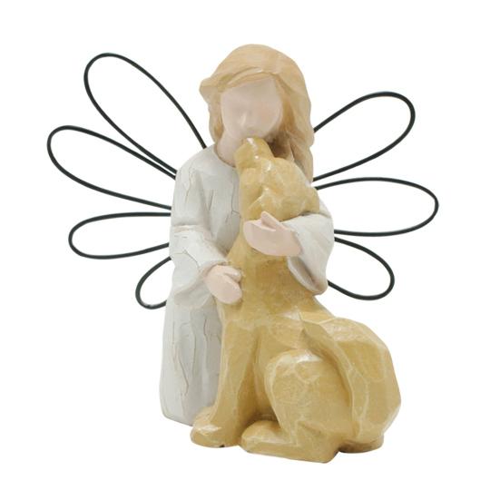 Angel And Dog Figurine Resin Hand-Painted Home Office Tabletop Ornament Mini