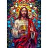 Jesus Christ Stained Glass Posters Canvas Prints Art Mosaic Jesus Religion Portrait Abstract Pop Wall Art Picture for Home De