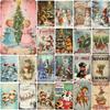 Vintage Metal Poster Christmas Elf Metal Tin Signs Posters Plate Colorful Visual Effect Wall Art for Cafe Bar Office Club Par
