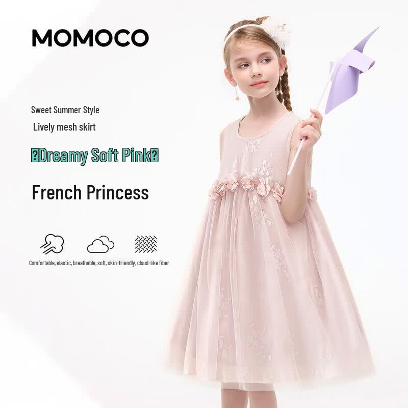 MOMOCO Girls 2026 Summer Sweet Mesh Princess Dress 120