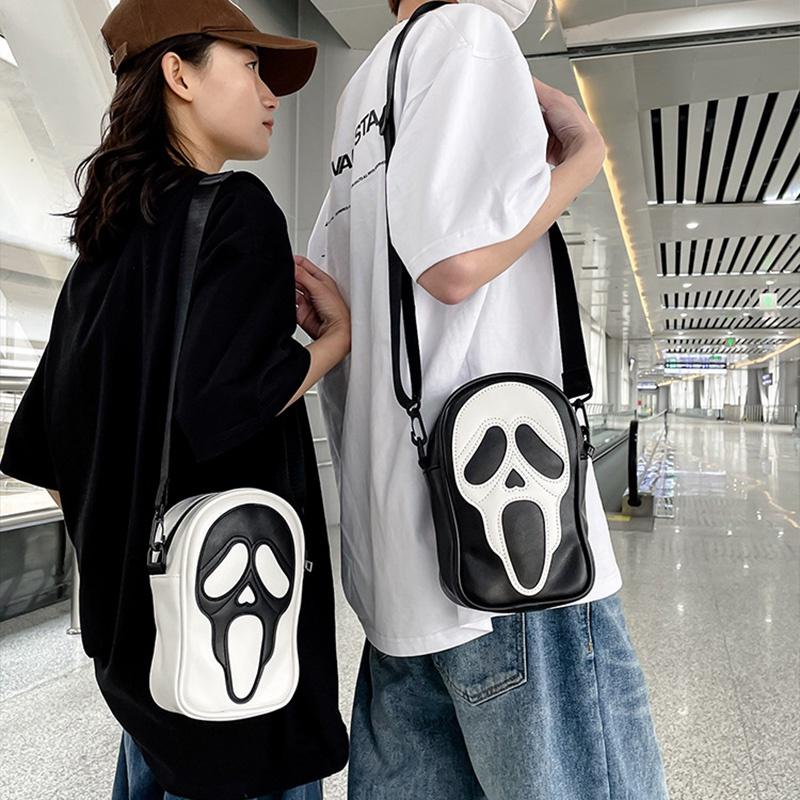 Trendy Ghost Skull Crossbody Bag Small Pu Shoulder Bag For Men And Women