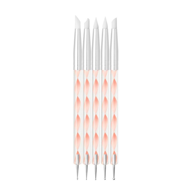 5 Pcs Silicone Clay Sculpting Tool For Brush Modeling Dotting Nail Art Pottery Clay Tool Diy Carving Sculpting Tools Soft Head