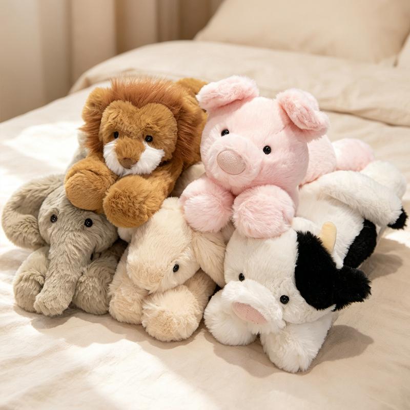 Soft Fluffy Plush Animals Lion Cow Pig Elephant Stuffed Toy for Home Decor Lifelike Plush Lion Cow Pig Elephant Stuffed