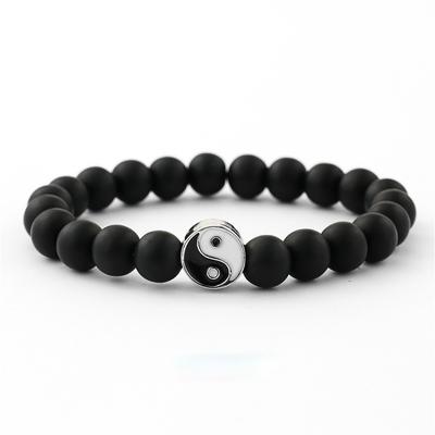 1PC Armband Klassische weiße und schwarze Yin Yang Perlenarmbänder für Männer Frauen Bester Freund Schmuck