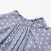 Women's Casual Crew Neck Polka Dot Printed Pleated Dress Short Long Sleeve Tie Spring Summer Mediumn
