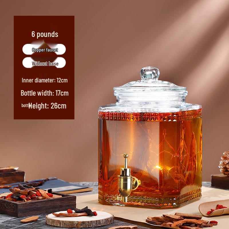 Sealed Sparkling Wine Bottle with Faucet - Household Ginseng Wine Jar & Baijiu Container