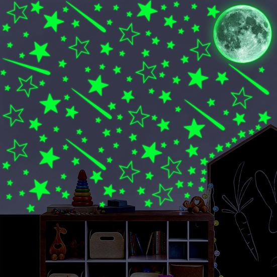 Waterproof Wall Stickers Self-Adhesive PVC Scratch-Resistant Wall Decals Removable Glow in The Dark Wall Stickers for Bathroom Living Room Bedroom