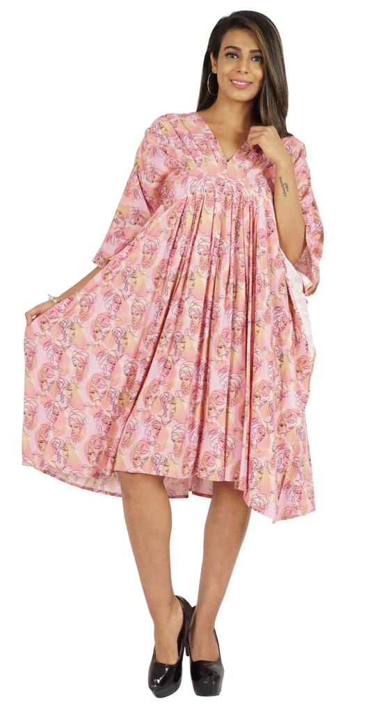 Moomaya Womens Short Kaftan Cover Up Night Dress Kaftan Gown Kimono