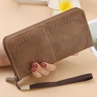 Portafoglio da Donna con Zip Intagliata Clutch in Pelle Borsa a Fisarmonica Femminile Retro Porta Carte per Cellulare Lungo Grande Capacità