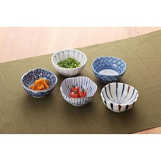 Mino Ware Wavy Pattern Delicacy Bowl Set 5 Tableware Dish Japanese Small Bowls