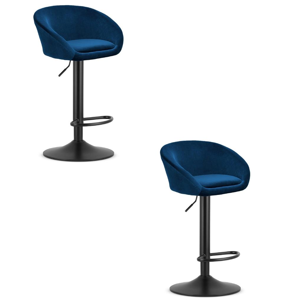 EAST stool - navy blue velvet / black base x 2