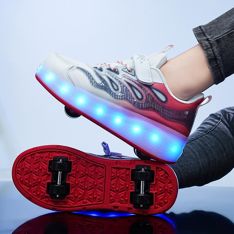 NEW 4 Wheel Speed Roller Skates Shoes for Boys and Girls LED Roller Skates for Children's Racing Ice Skating Sneaker with Wheels