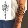 1 Sheet Black Henna Mandala Fake Jewels Temporary Sleeve Tattoos For Women Girls Forearm Waist Chest Back Tattoo Sticker Decal