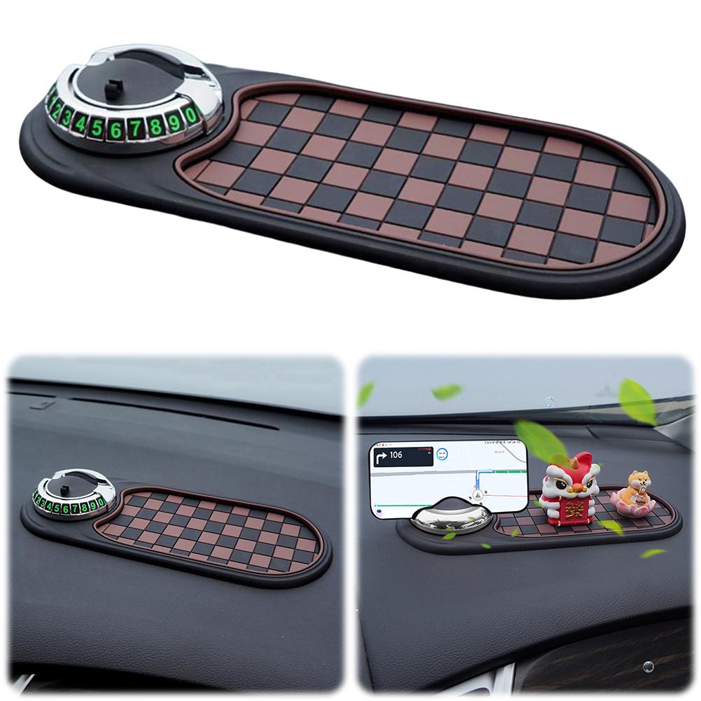 Car Dash Grip Pad with Temporary Parking Numbe 360 Degree Rotating Car Phone Holder Multifunctional for Cell Phones Keys Glasses