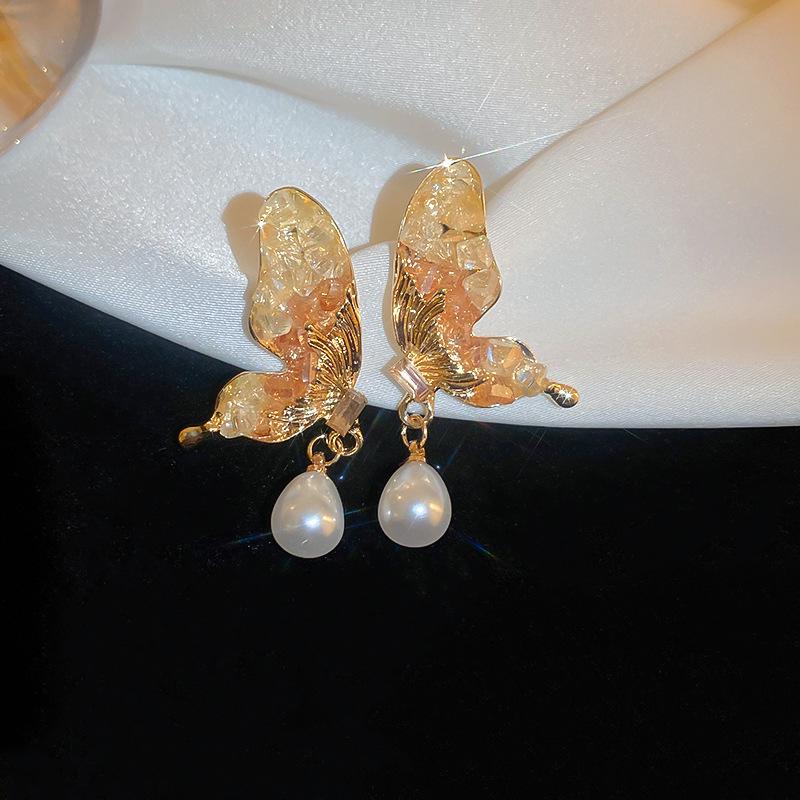 Boucles d'oreilles puces fleur perle rétro françaises haut de gamme - Élégantes, polyvalentes et à la mode pour femmes