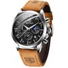 Benyar Men's Business Formal Leather Band Chronograph Multi-Calendar Waterproof Scratch-Resistant Analog Watch