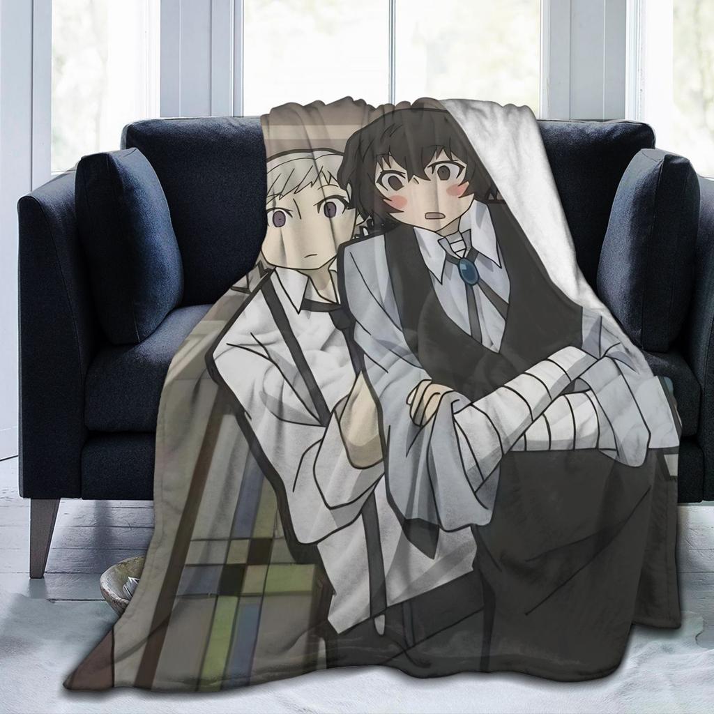 Dazai Bungo Stray Dogs Blanket Velvet Spring Autumn Portable Ultra-Soft Throw Blankets for Bed Office Plush Thin Quilt