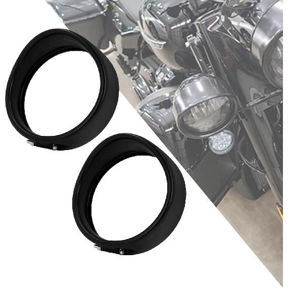 HDBUBALUS Motorcycle 4.5 Inch Fog Light Tirm Ring Visor Style 4 1/2  Auxiliary Light Passing Lamp Bezel Compatible with Harley Touring Road King матовый черный