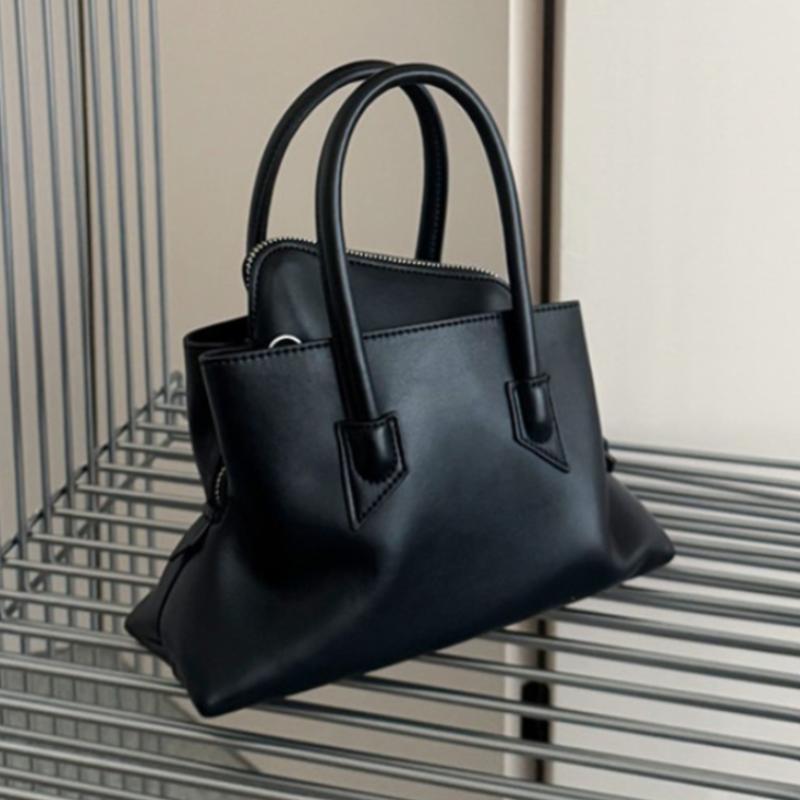 Minimalist Irregular Handbag With Multiple Pockets Smooth Leather Texture Women Versatile Crossbody Or Tote Use Commute Mini Bag