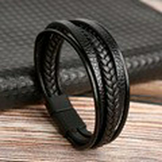 Men's Retro Hand-Woven Bracelet with High-Grade Stainless Steel Magnetic Clasp.