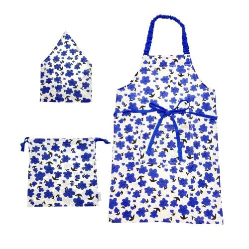 Children's Apron for Cooking Classes, Lunches, and Elementary Schools, Suitable for Boys and Girls, Includes Drawstring and Triangle Scarf, Model Ki-0
