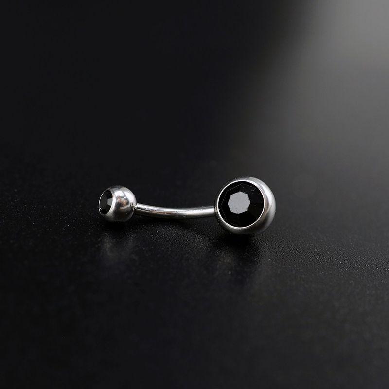 

Shinma Titanium Steel Color Rhinestone Navel Stud European and American Punk Elegant Cool Earth Piercing Jewelry Anti-Allergy Non-Fading Glossy Black, Rod Thickness 1.6, Rod Length 10 mm