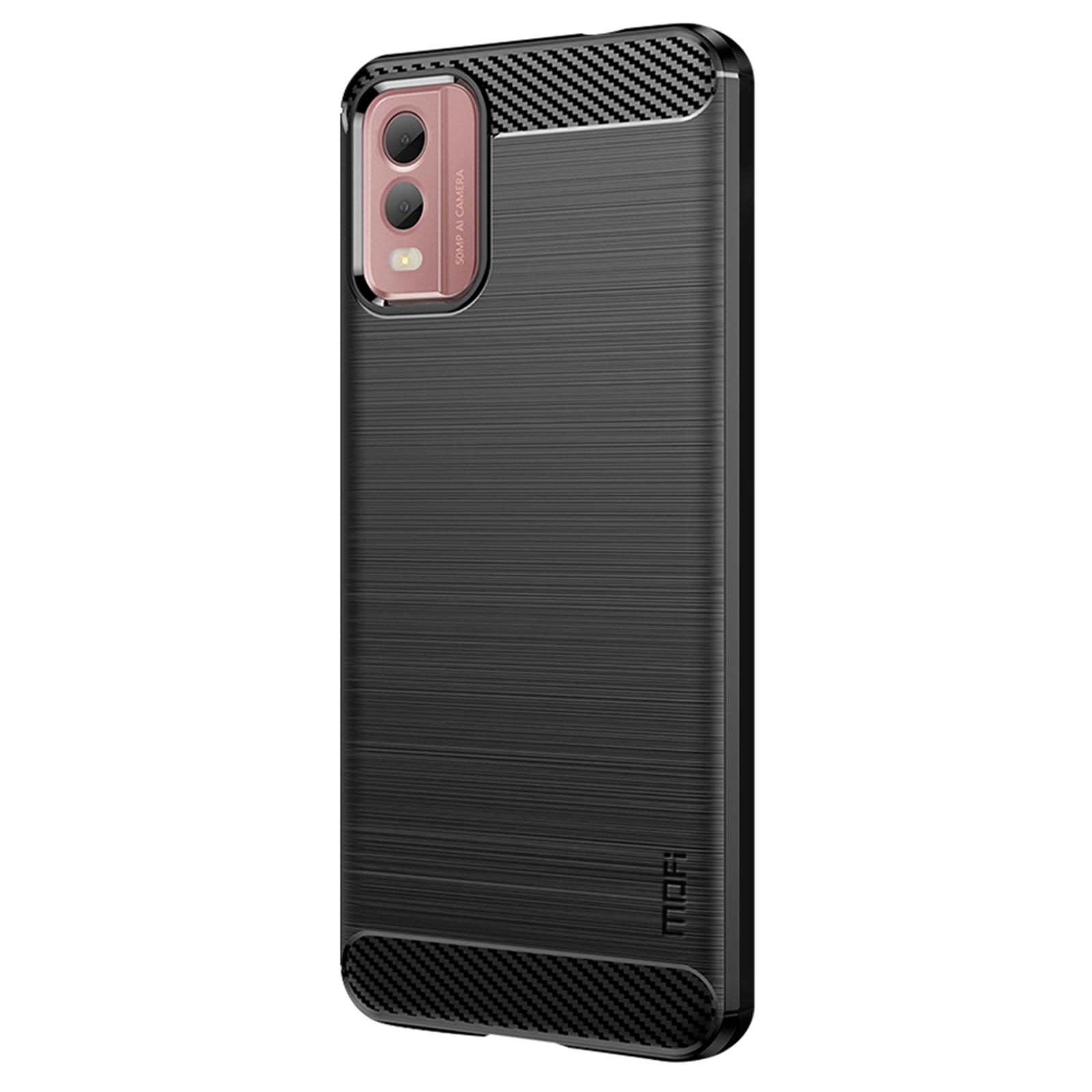 

MOFI JK TPU Series-1 Soft TPU Case for Nokia C32 Carbon Fiber Brushed Anti-scratch Phone Cover Red