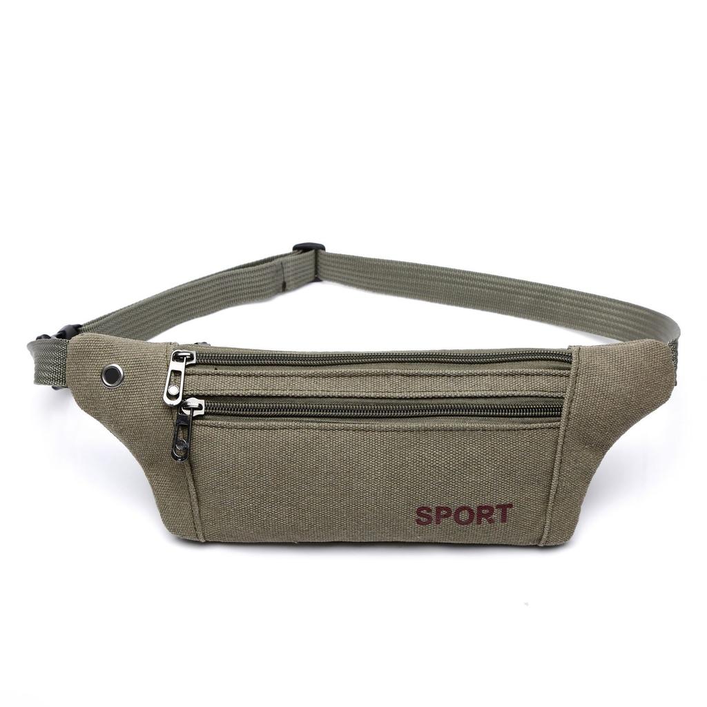 Men's Canvas Waist Bag Breathable Outdoor Sports Hiking Chest Bag Men's Mobile Phone Bag