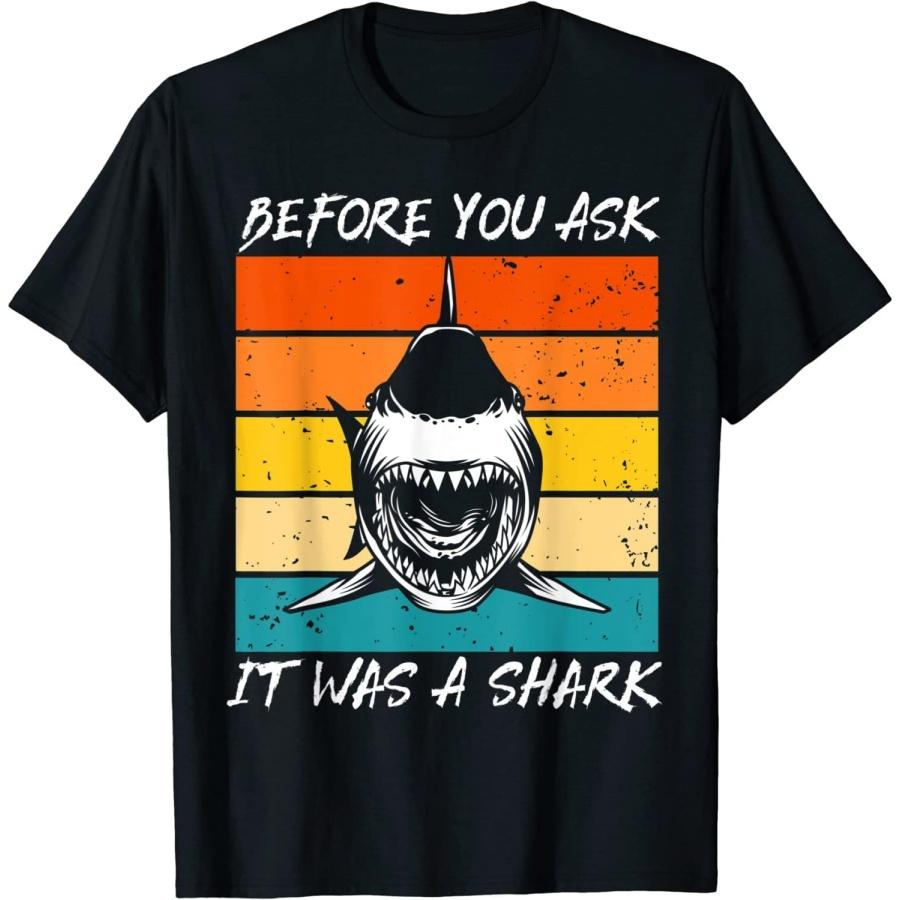 FLYEHI Before You Ask It was A Shark - Cool Amputation Surgery Joke T-Shirt S