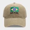 New washed old Brazilian flag embroidered baseball cap hot sale retro soft top casual cap