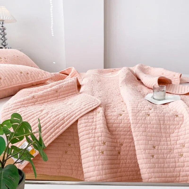 Cotton Bedspread Quilt Set 1PC/3PCS Solid Color Quilted Bedspread On The Bed Queen Size Summer Coverlet Comforter