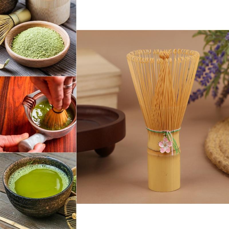 Japanese Ceremony Bamboo Chasen Matcha Green Tea Powder Whisk Tea Brush Kitchen Accessories Tea Tool With Cherry Blossom Pendant onesize