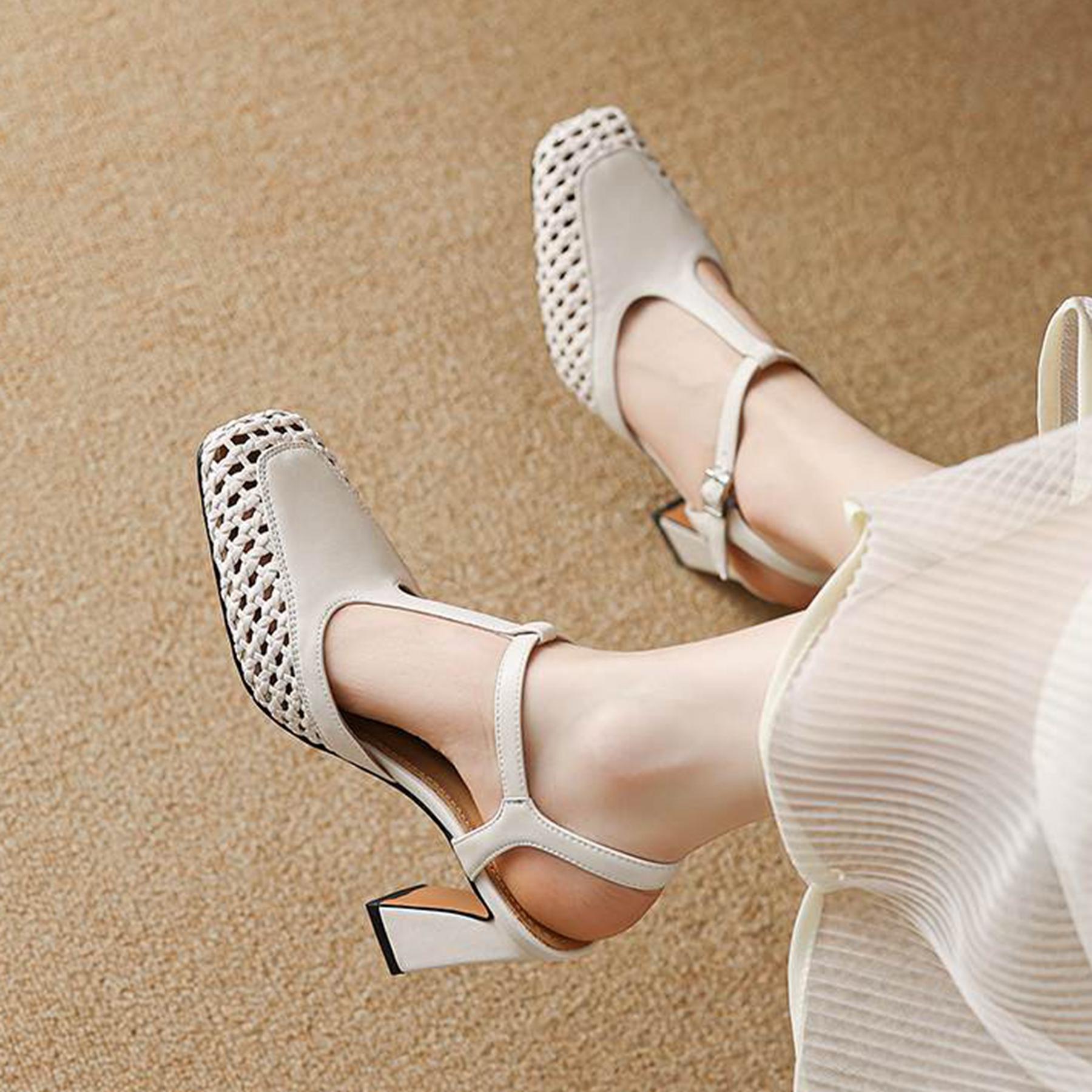 

Krazing Pot Cow Skin Weaving Square Toe Size 41 High Heels Party Wedding Shoes Autumn Hollow Decoration Pumps 34 срібний