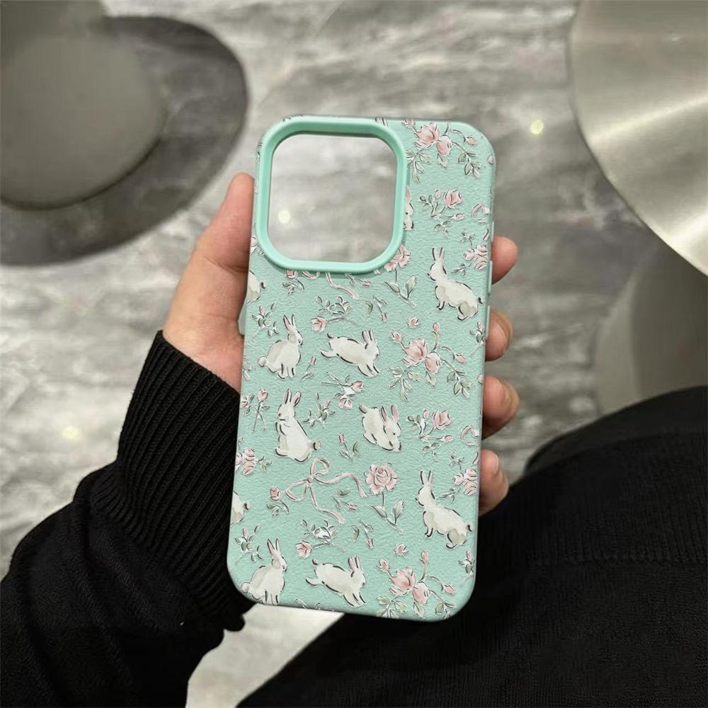 Rabbit Flower Soft Case For iPhone 16 Pro Case iPhone 15 13 16e 11 12 14 17 Pro Max 14 Plus 17E Shockproof Anti-drop Cover