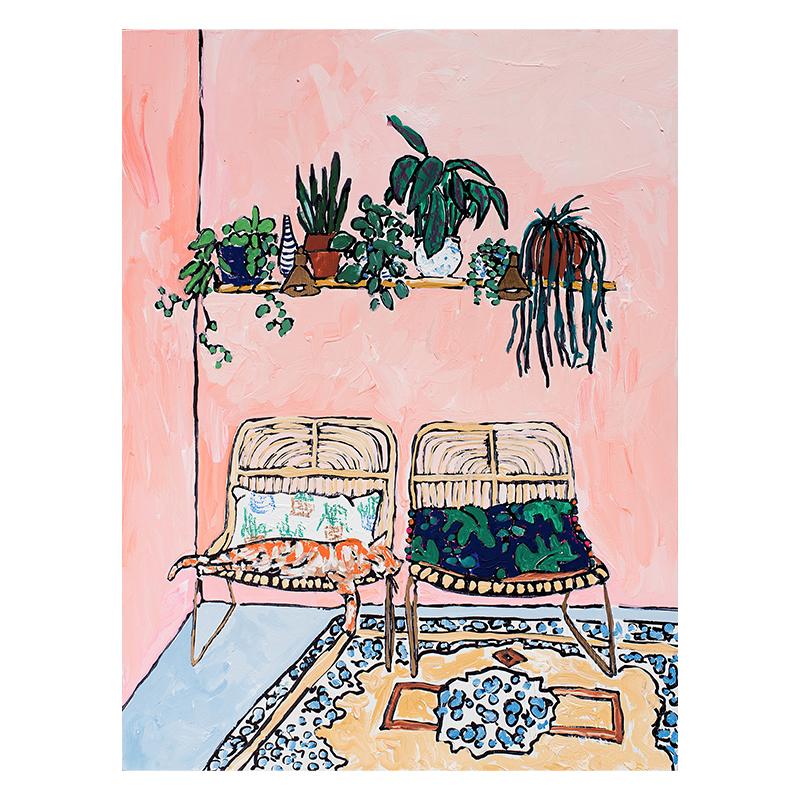 Американский Ретро Абстрактное Искусство Холст Постер Растение Подвесная Картина Гостиная Спальня Веранда Диван Фон Стена Искусство Домашний Декор 20x30cm