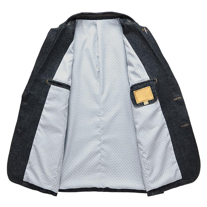 M-4XL Denim Blazer Men Jacket Cotton Autumn Spring Fashion Male Clothes Slim Fit Business Jean Coats Men Casual Suits