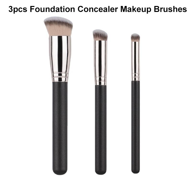 

3 шт. скошенные кисти для нанесения тонального крема, консилера, бесшовная крышка, синтетическая жидкая кремовая косметика, контурная кисть
