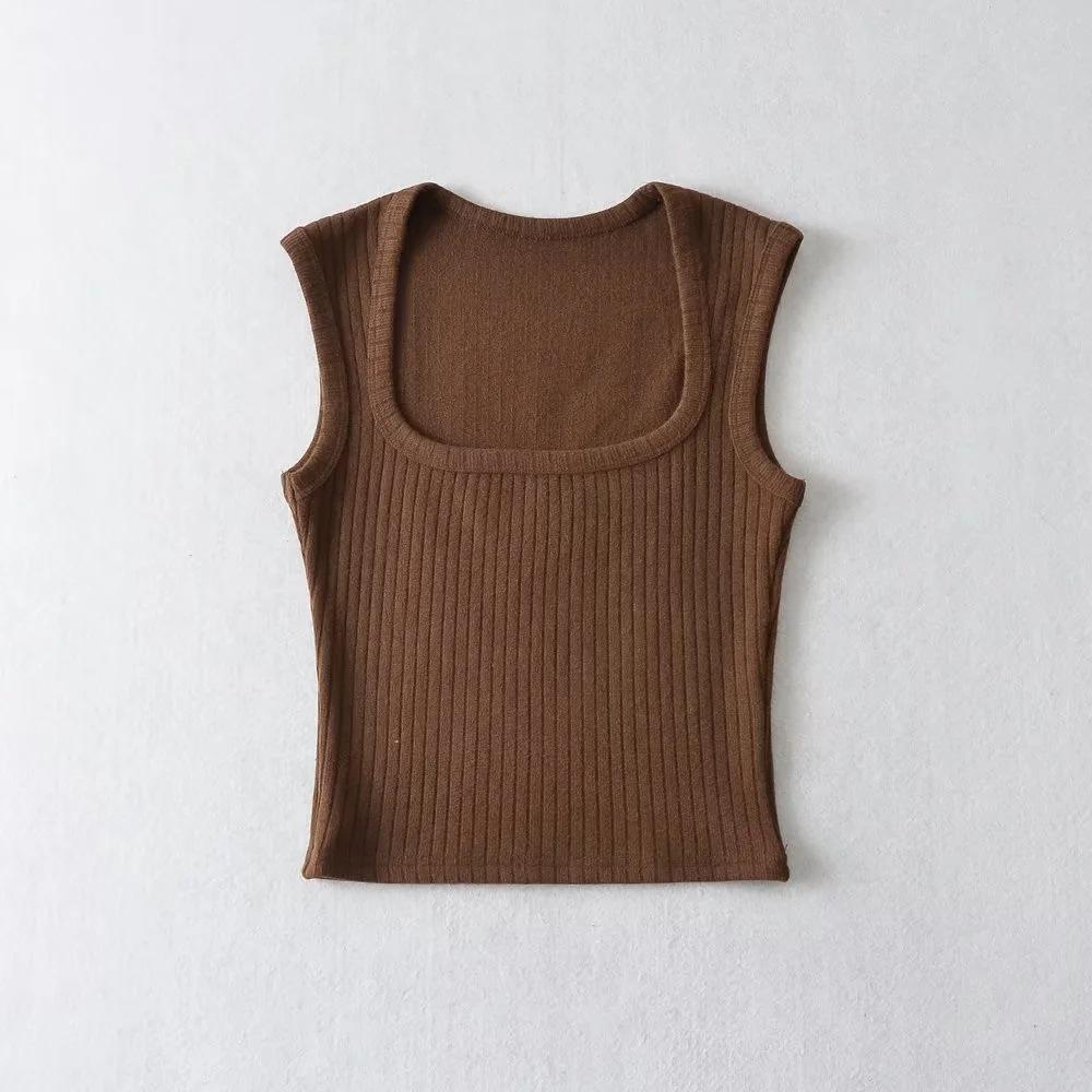 2023 Summer Square Neck Bodycon Cashmere-Texture Women's Slimming Vest
