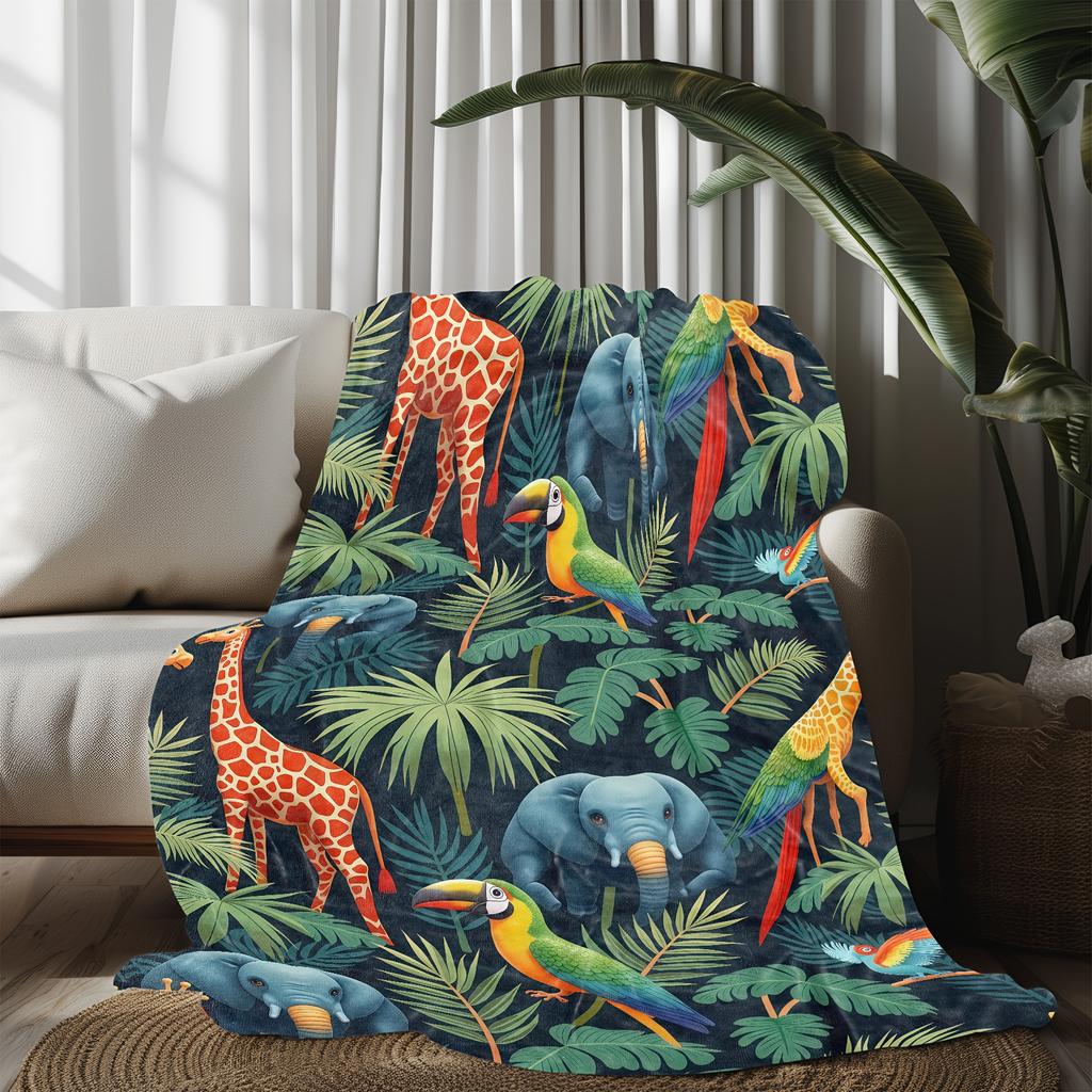 Soft High-Definition Tropical Animal Pattern Fleece Blanket, Soft, Breathable  Polyester, Perfect Gift, All-Season