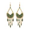 Retro crystal long fringed earrings Bohemian ethnic style personality temperament earrings Women's vacation earrings