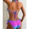Costum de baie Patchwork pentru femei, Costum de baie Bikini cu decolteu adânc în V pentru femei, Costume de baie din două piese, Imprimeuri la modă, Croială mulată, Costume de baie fără spate