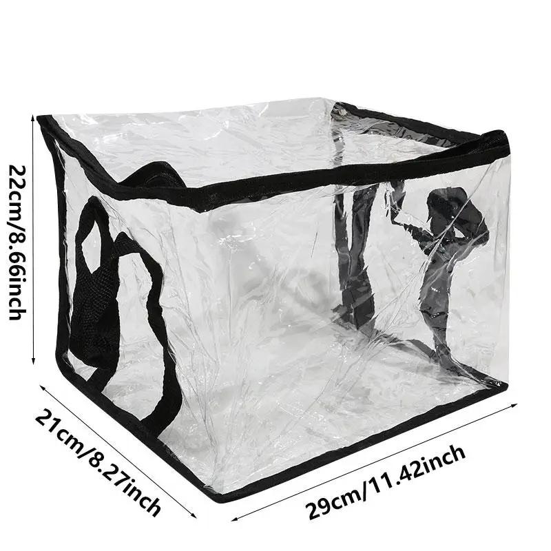 Foldable Student Book Organizing Bin Box Household Large Capacity Transparent Dustproof Collection Container Books Clothes Snacks Organizer Pouch