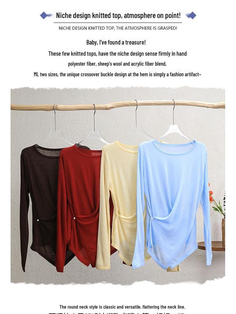 Autumn/Winter Slimming Round Neck Wool Knitwear Top