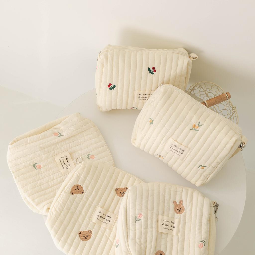 Ins Baumwolle Wickeltasche für Kinderwagen Hängetasche Babyartikel Windel Caddy Organizer Mama Tasche Reißverschluss Niedliche Frauen Make-Up Taschen Kinder