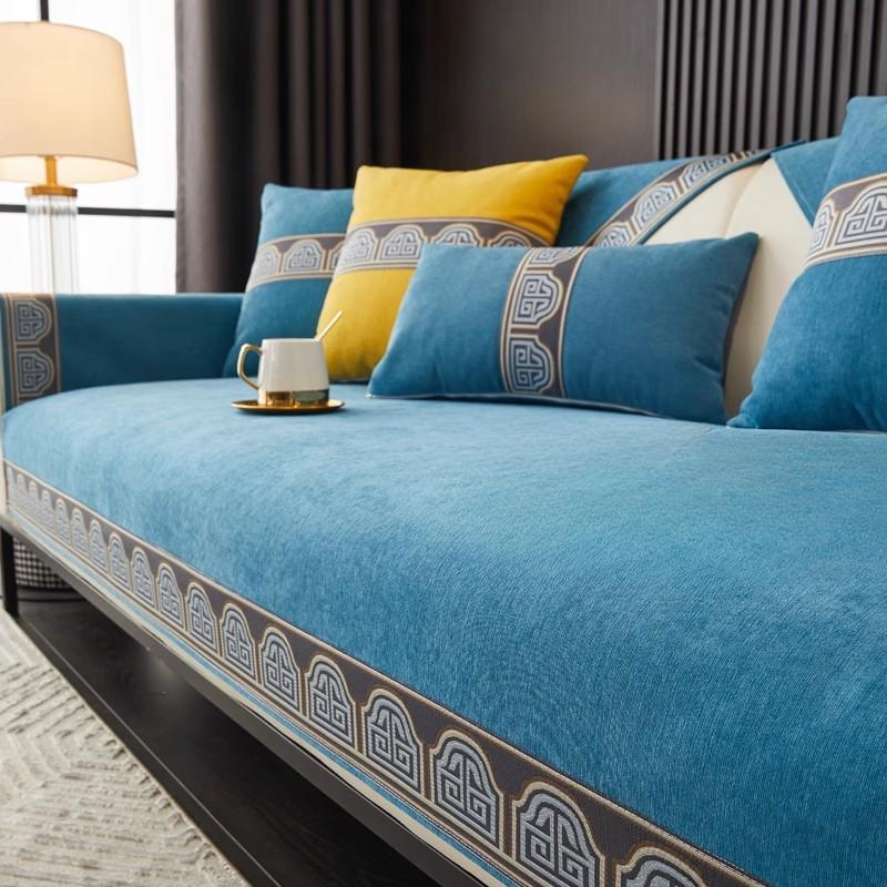 New Chinese Style Anti Slip Sofa Cushion Four Season Universal Chenier Sofa Cover Couch Backrest Armrest Dustproof Cover Towel