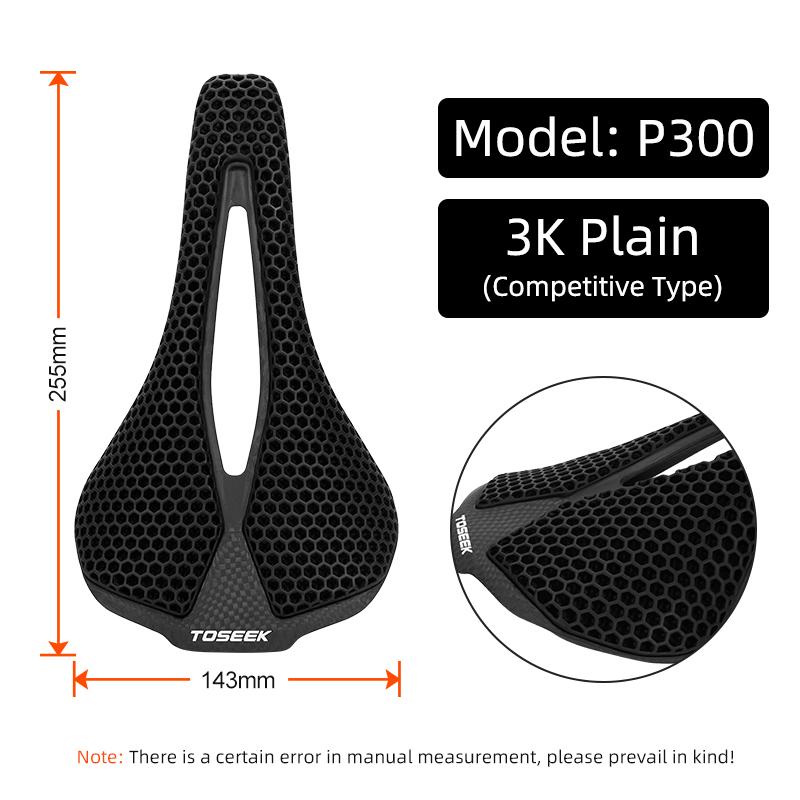 TOSEEK Digital 3D Printed Carbon Fiber Bicycle Seat 7x9mm Rails High Modulus Base Honeycomb Zonal Support Racing Structure Unit Carbon Fiber