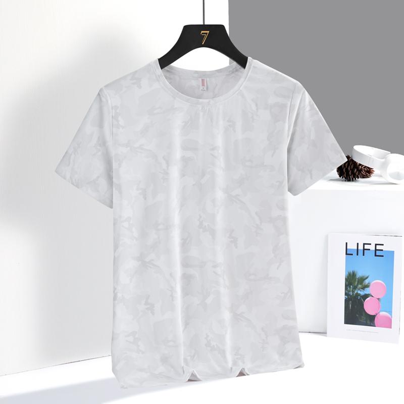 

Ice Silk Short Sleeved T-shirt for Women In Summer, Thin, Loose, Elastic, Half Sleeved, Women s Breathable Camouflage Round Neck, Half Sleeved T-shirt M білий